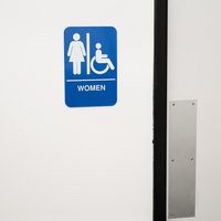 ONE ADA WOMEN’S RESTROOM SIGN w/ BRAILLE- Blue and White- 9”x 6”-