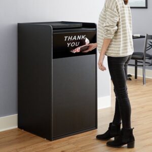 LANCASTER TABLE & SEATING WASTE RECEPTACLE- Black 35 gallon receptacle enclosed