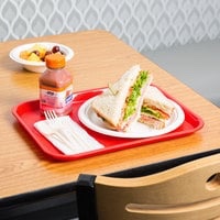RED PLASTIC FAST FOOD TRAY