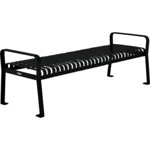 Global Industrial™ 8' Outdoor Steel Slat Park Bench, Backless, Black